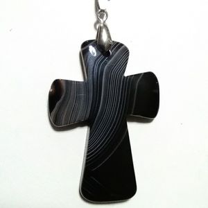 3/$50💎 Banded Agate Cross Pendant